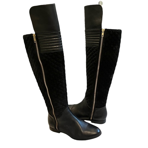 Renvy Black Melina Over The Knee Quilted Boots - Picture 3 of 13